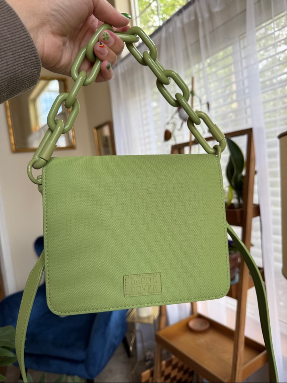 Dagne Dover Epic Crossbody in Lime - Chain handle!